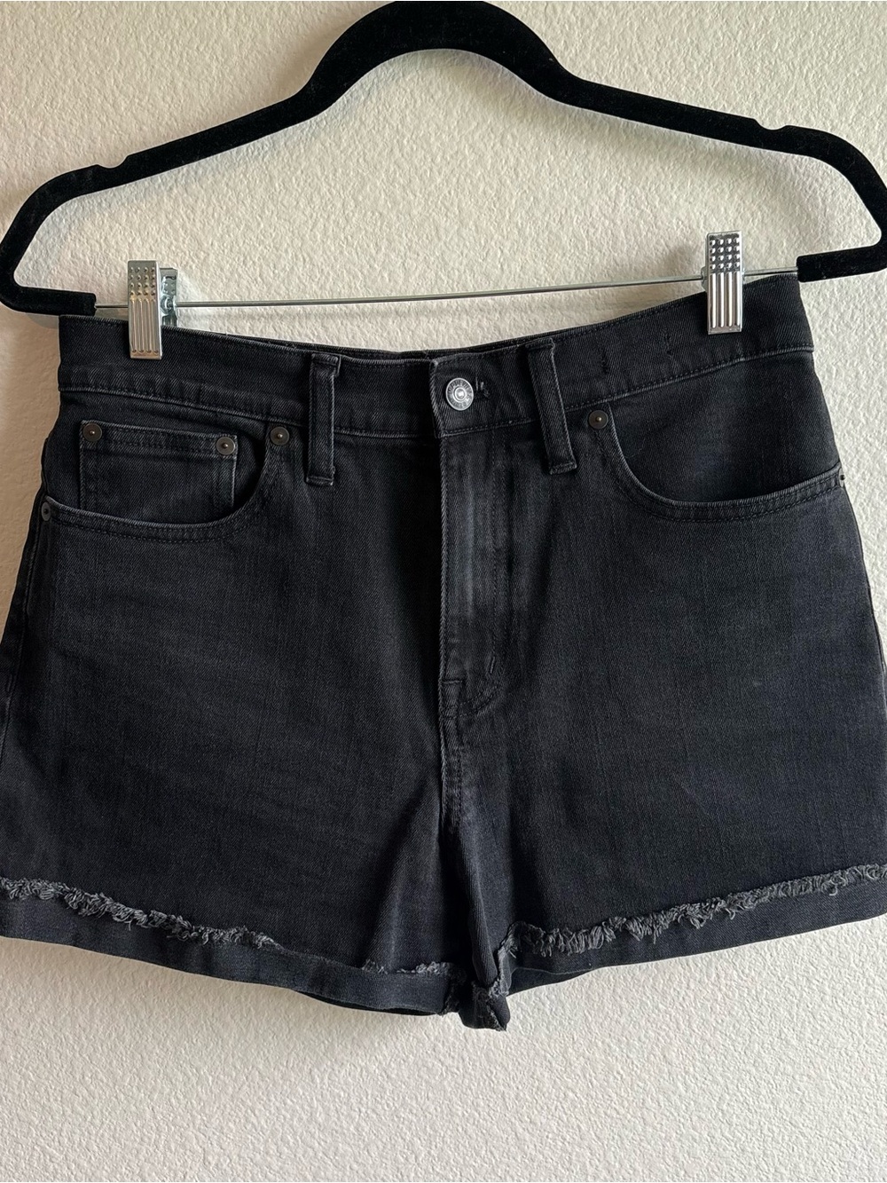 Madewell Black High Waist Demin Shorts